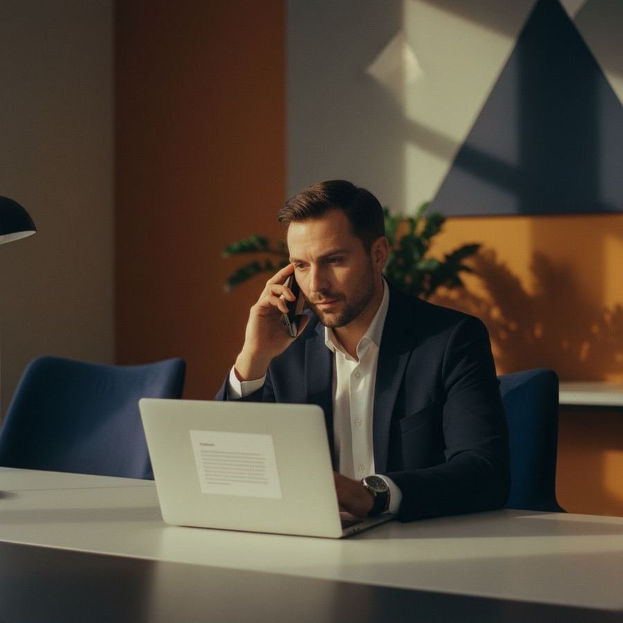 A professional practicing how to negotiate salary before a phone call